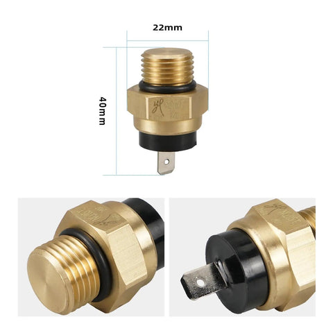 Motorcycle Radiator Fan Temp Switch For Honda VT750 Shadow Aero Ace VLX 600 750 1991 To 2009 shown from multiple angles with measurements.