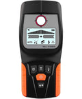 Slick Digital Wall Scanner And Straight Shot Stud Finder With Three Scan Modes, Live AC Wire Alert, Bright LCD Screen, And Loud Beep Alarm showing controls and display.
