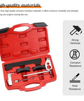 Premium Carbon Steel Camshaft Timing Tool Kit Fits 1.4 1.6 1.8 Liter 16V Motor Crank Lock Pins inside a red case.