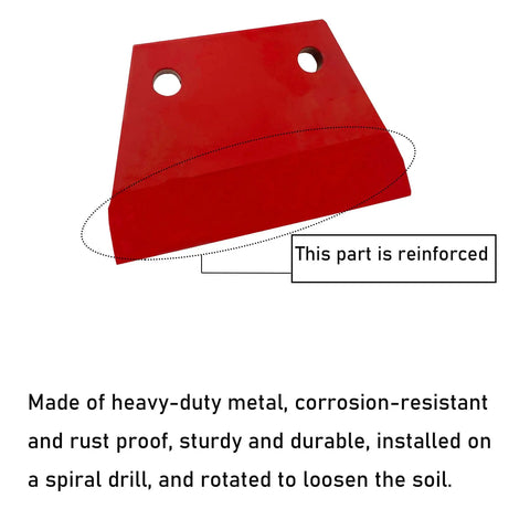 Heavy Duty 6 Inch Red Replacement Blade For Earth Auger With Durable Manganese Steel And Carbon Tungsten Coating Anti Corrosion Surface