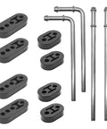 Heavy Duty 12 Piece Rubber Exhaust Hanger Kit With Galvanized Steel Brackets To Stop Rattling And Save Your Muffler From Vibrations, rubber and steel parts