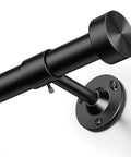 Heavy Duty Adjustable Curtain Rod 32 To 150 Inches Black 1 Inch Diameter Extra Long Window Rods With Aluminum Finials Telescoping Design