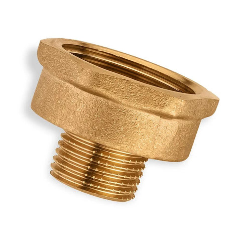Brass pipe fitting adapter, 1/2" male to 1" female, threaded NPT plumbing connector