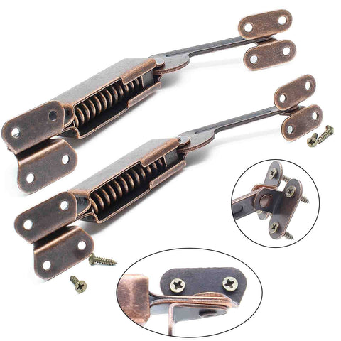 Red Bronze Spring Lid Hinge Set For Cabinets, Boxes, And Sofas, Left Or Right Mount, Down Support, Durable And Rust Resistant