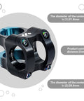 Beefy Aluminum MTB Bike Stem 30 Degree Rise, 50mm Center Distance, 28.6mm Steerer, Black and Blue CNC Machined 6061 T6