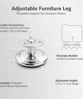 Threaded Adjustable Furniture Leg With Chrome Finish, 1.2 To 7.1 Inch Height Range, Plastic Leveling Feet For Uneven Floors, Stabilize Dresser