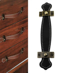 Black Leather Handle Set For Luggage And Home Storage Durable Handheld Trunk Handles Replacement For Closets Cabinets And Dressers Easy To Install 4 Pack Kit Built To Last Great For Travel And Everyday Home Organization installed on drawers