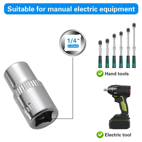7mm Socket Set Four Piece With One Quarter Inch Drive, Six Point Deep And Shallow Sockets, Rust Resistant And Pro Grade