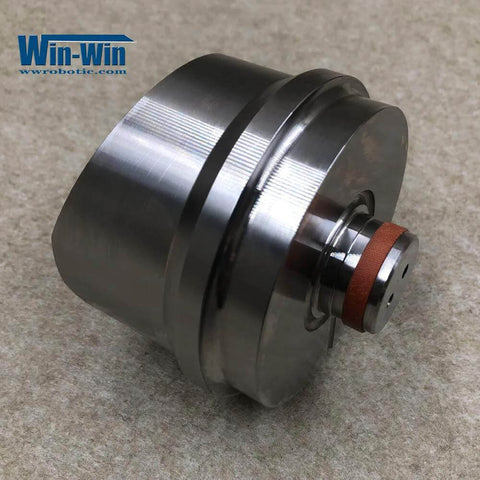 BFT waterjet suction check valve body; metal cylindrical component with red gasket, Win-Win logo visible