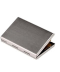 RFID Blocking Stainless Steel Card Holder Wallet slick metal card case open view showing card slot, compact mini size.