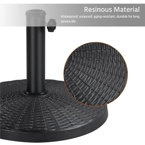 Close-up of 9 Ft Patio Umbrella With 22 Lb Base Included For Stable Outdoor Dining, resinous material texture detail