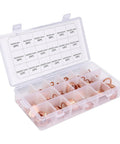 Copper Crush Washer Kit With 350 Pieces 18 Sizes Your Go To Auto And Marine Copper Gasket Set For Oil Drain Plugs Replacement Washers For Repairs And Maintenance Assortment in labeled storage case