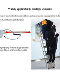Electric Attic Ladder Pull Down Loft Stairs With Remote Control And Safety Handrails Heavy Duty Ceiling Access Zero Hassle Operation No Sweat Setup Quick Deploy Frame Design Built Tough As Nails with motor and people using it indoors.