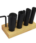Eight Piece Expanding Arbors Set For Lathe And Milling Machines Quarter Inch To One And One Quarter Inch High Precision Mandrels on wood base