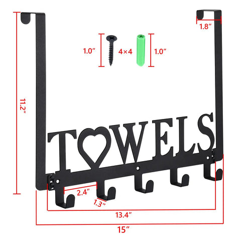 Versatile Towel Rack And Hook System For Door Or Wall Mount With Detachable Rods Quick No Drill Install Black Finish Dual Use Towel Holder For Bath And Kitchen Space Saving Organizer