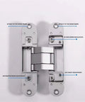 Concealed Hidden Door Hinge For Furniture And Folding Doors With Screws, 3D Adjustable Invisible Hinge For Wooden Doors, Sand Silver Finish
