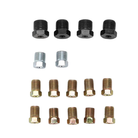 Assorted fittings for 25ft Copper Plated Brake Line Tubing 3 16 Inch OD With Fittings For Cars And Trucks, different finishes
