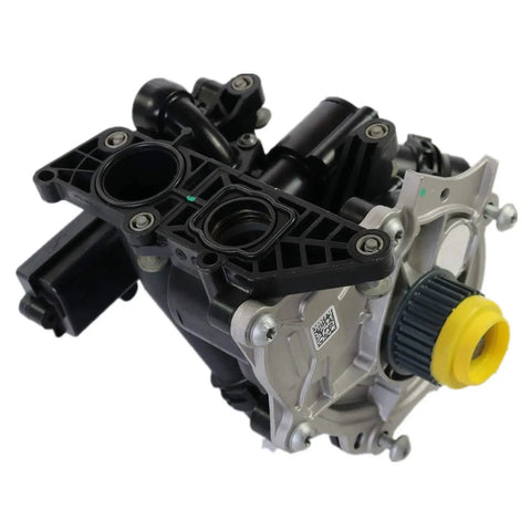 Water Pump Thermostat Housing Assembly 06L121011B Replacement Fits Audi VW 1.8T 2.0T with gasket, side view