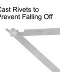 Close-up of Hardwearing Stainless Steel Lid Support Hinges showing cast rivets, part of a 2 Pack Soft Close Rotatable Folding Lid Stay