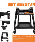 Detachable Dirt Bike Stand With Wheels And Tool Tray, Heavy Duty Maintenance Stand For Dirt Bikes And Pit Bikes, Movable Motorcycle Lift With Locking Casters