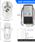 Ceiling Fan Remote Control Kit Universal 3-Speed Fan And Dimmer Light dimensions and installation details