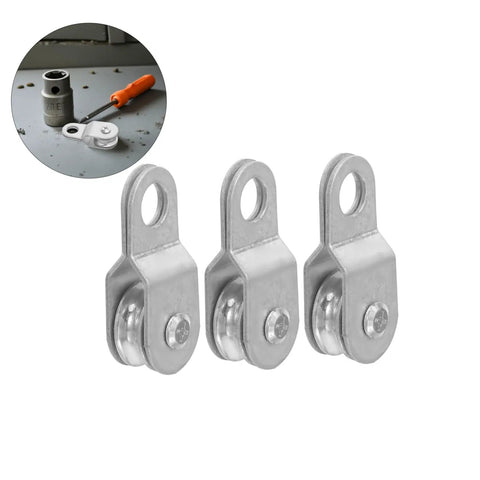 Heavy Duty Rope Pulley Block With Bearing, 6mm Cable Wheel, 12 Pack Guide Roller For Outdoor Rigging And Load Handling, Simple Install, Smooth Motion, Wire Cable Lifting System, three metal pulleys