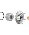 Front Wheel Hub Kit With Bearing, Studs, Snap Ring And Axle Nut Forged Flange Precision Fit For Non Integral Wheel Hubs, 1 Pack Silver