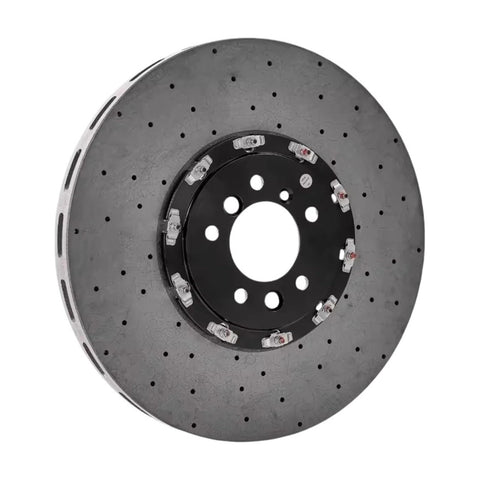 Track-Ready Carbon SiC Brake Discs Set For High-Performance Cars And Heavy Machinery, 40 Percent Lighter Than Steel, Rapid Heat Dissipation, Shorter Braking Distances, Front And Rear Axle Upgrade, Rust-Proof, Quiet, Ideal For Supercars Like 488 Pista