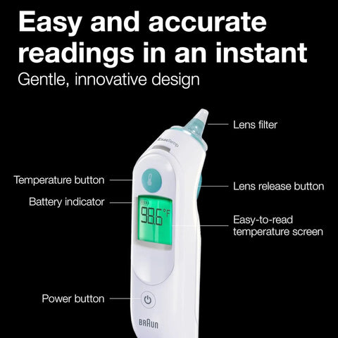 Ear Thermometer For Baby And Infant, Fast Digital Thermometer With Pre Warmed Tip, Color Coded Display, Easy Readout, Reliable Results For Busy Parents And Caregivers, Pediatric Recommended For Home Use, white ear thermometer with green screen