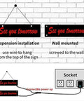 Diagram of Customizable Neon LED Wall Light Sign For Wall Decor Mood Lighting mounting and power setup instructions.