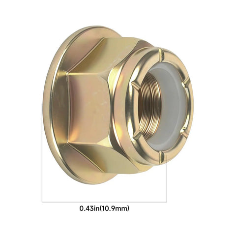 Two Pack 3/8 16 Hex Flange Nylon Lock Nuts Replacement For 712 04065 Compatible With MTD Cub Cadet showing a close-up view.