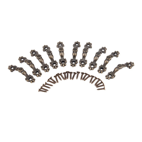 Antique Brass Mini Drawer Pulls Set Of 10 For Jewelry Boxes And Small Cabinets Arch Shape Hardware 1.69 X 0.43 Inches With 30 Mm Hole Spacing