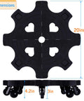 20 Inch Heavy Duty Rolling Plant Caddy With Casters for Indoor and Outdoor Use, heart-shaped design and 9 wheels.
