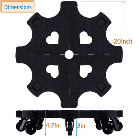 20 Inch Heavy Duty Rolling Plant Caddy With Casters for Indoor and Outdoor Use, heart-shaped design and 9 wheels.
