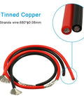 Hassle Free 12 AWG Silicone Wire Red And Black 5 Feet Each Premium Stranded Tinned Copper Hookup Cable showcasing ends and strands.