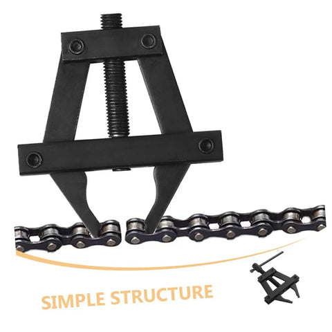 Beefy Motorcycle Chain Tensioner Tool Heavy Duty Steel Chain Adjuster Quick Tightening And Easy Removal Kit For Dirt Bikes And Street Rides Pro Grade Shop Pick Gear showing chain tensioner gripping motorcycle chain.