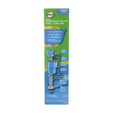 Packaging of Water Saving Toilet Fill Valve Repair Kit With Built In Mini Valve And Leak Alert Adjustable Tank Refill Level