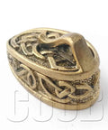 Finger Guard Bolster And Pommel Knife Handle Set For Custom Blade Making, hand-cast bronze pommel with intricate design.