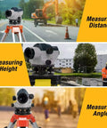 Pro Grade 32x Automatic Transit Level AL32 Self Leveling Optical Level for builders with measuring distance, height, angle