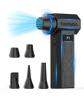 Rechargeable Electric Air Duster Blower with 280000 RPM and 5 Nozzles for Keyboard, Camera, PC Vents, Car Interiors, Black