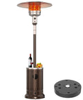 50,000 BTU Propane Patio Heater With Sand Box, Backyard Ready, Double Layer Stainless Steel Burner, Outdoor Space Heater With Wheels, Brown