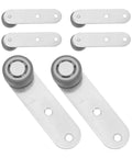 Premium 6 Pack Silver Sliding Door Roller Casters With Reinforced Steel Core And TPE Wheels Includes Anti Sagging Floor Guide For Barn Doors That Glide Damn Smooth Every Time - close-up of rollers and brackets