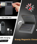 Clip On LED Running Lights 2 Pack USB Rechargeable Reflective Night Jogger Gear with magnetic case and USB charging cable.