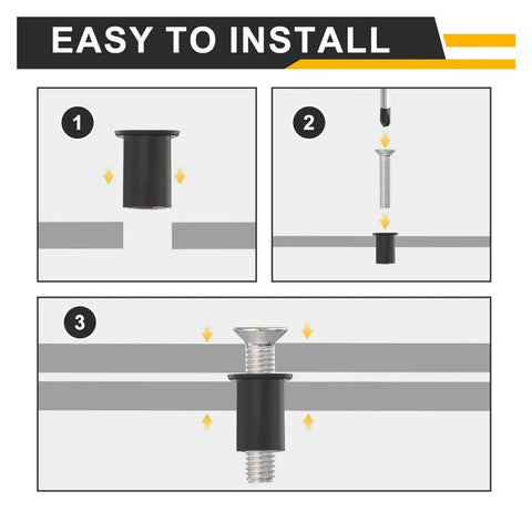 Neoprene Fastener Set With M4 M5 M6 And Stainless Steel Screws For Windshield And Surface Mounting Brass Inner Threads Waterproof Rubber Gasket Nuts Easy Install DIY Friendly installation steps