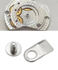 10 Piece Watch Movement Clamp Tab And Screw Set For ETA 2824 2834 2836 2846 Movements, Stainless components on gray background