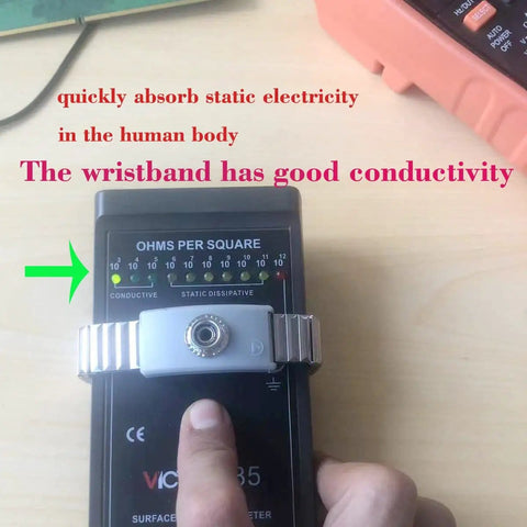 Adjustable Length ESD Wrist Strap with Retractable Coil Lead for Electronics Repair on conductivity tester