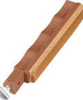 Leather Stropping Polishing Hone HSTROP One Size For Razor Sharp Edges, brown leather sharpening tool with metal screw attachment.