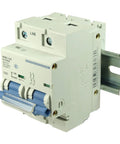 125 Amp Two Pole DIN Rail Circuit Breaker With C Curve Trip UL1077 Listed 240 VAC 60 VDC side view