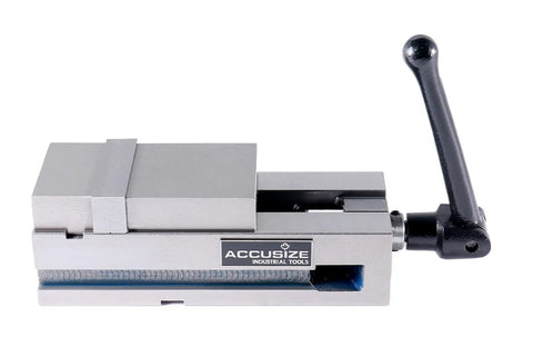 Precision 3 Inch Super Lock CNC Machine Vise for tight clamping on metal, showcasing ductile cast iron body and secure grip.