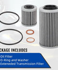 Dual Filtration Engine Oil Filter Kit With Extended Transmission Filter for 2013 Spyder package contents with filters and gaskets